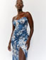 Fashion Blue Printed Wrap Dress