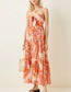Fashion Orange Printed Knotted Sleeveless Strapless Dress