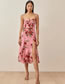 Fashion Pink Print Floral Wrap Slip Dress