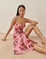 Fashion Pink Print Floral Wrap Slip Dress