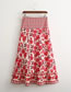 Fashion Red Flowers Floral Pleated Skirt