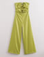 Fashion Green Solid Color Wrap Chest Cutout Jumpsuit