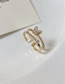 Fashion Gold Bronze Diamond Butterfly Double Open Ring
