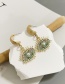 Fashion Light Green Alloy Diamond Pearl Eye Stud Earrings