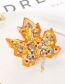 Fashion Yellow Alloy Diamond Maple Leaf Brooch