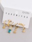 Fashion Color 6-piece Set Of Copper Inlaid Zircon Flower Earrings