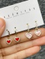 Fashion Red 4-piece Set Of Copper Inlaid Zircon Shell Dripping Oil Love Earrings