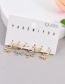 Fashion Black 6-piece Set Of Heart Earrings With Copper Inlaid Zircon Drip Oil Bow