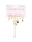 Fashion Color Set Of 6 Copper Inlaid Zircon Oil Flower Pearl Earrings