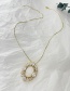 Fashion Gold-3 Bronze Zircon Heart Shell Portrait Pendant Necklace