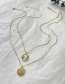 Fashion Gold-3 Bronze Zircon Shell Portrait Round Pendant Necklace