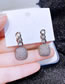 Fashion Silver Brass Set Square Zirconia Chain Stud Earrings