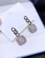 Fashion Silver Brass Set Square Zirconia Chain Stud Earrings