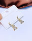 Fashion Two-color Two-pair Copper Zirconium Bear Earrings Set