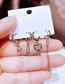 Fashion Gold Brass Diamond Butterfly Flower Pin Earrings Set