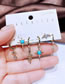 Fashion Gold Copper Zirconium Blue Pine Star Eye Snake Earring Set