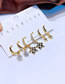 Fashion Gold Brass-inlaid Zirconium Checkerboard Pentagram Earring Set