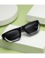 Fashion Bright Black Frame All Grey Small Frame Square Sunglasses