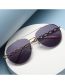 Fashion Brown Metal Double Bridge Toad Mirror Sunglasses