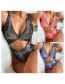 Fashion Red Polyester Snake Print Cutout V-neck One Piece Swimsuit