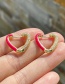 Fashion Red Copper Inlaid Zircon Drip Oil Heart Earrings
