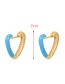 Fashion Navy Blue Copper Inlaid Zircon Drip Oil Heart Earrings