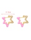 Fashion Pink Brass Set Zircon Drip Oil Star Earrings