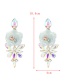 Fashion Leather Pink Alloy Ab Color Water Drop Flower Stud Earrings