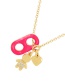 Fashion Gold Bronze Inlaid Zircon Girl Love Dripping Oil Pig Nose Pendant Necklace