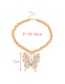Fashion Color Alloy Diamond Butterfly Pendant Beaded Necklace