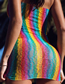 Fashion Iridescent Colorful Tie-dye Strapless Dress