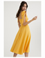 Fashion Yellow Solid Color Lace-up Slit Dress