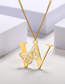 Fashion Gold Coloren U Titanium Steel Hollow Butterfly 26 Letter Necklace
