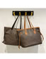 Fashion Brown Pu Print Large Capacity Shoulder Bag
