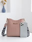 Fashion Pink Pu Geometric Texture Letter Logo Large Capacity Crossbody Bag