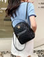 Fashion Black Plain Weave Pu Large Capacity Backpack