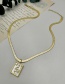 Fashion Gold-2 Bronze Shell Snake Square Pendant Titanium Steel Snake Necklace