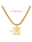 Fashion Gold-3 Bronze Zircon Shell Palm Square Pendant Titanium Steel Serpentine Necklace