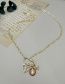 Fashion Gold-2 Bronze Zircon Pearl Love Portrait Pendant Necklace