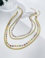 Fashion Color Titanium Steel Double Drop Glaze Flower Snake Pattern Chain Necklace