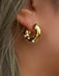 Fashion Gold Stainless Steel Gold Plated Zirconium Pearl C-hoop Earrings