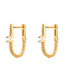 Fashion Silver Brass Inset Zirconium U-twist Hemp Rope Earrings