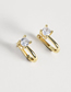 Fashion Silver Copper Inlaid Zirconium U-shaped Earrings