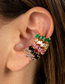 Fashion Rose Red Zircon (single) Copper Inlaid Zirconium Geometric Ear Clips