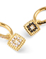 Fashion Color Brass Set Square Zirconium Earrings