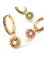 Fashion Colored Zircon Brass Set Round Zirconium Geometric Earrings