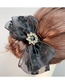 Fashion Beige Bow Fabric Diamond Jacquard Three-layer Bow Hair Clip