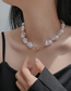 Fashion White Shaped Pearl Beaded Ot Buckle Necklace