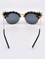 Fashion Color Resin Floral Large Frame Sunglasses
