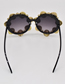 Fashion Black Resin Diamond Round Frame Sunglasses